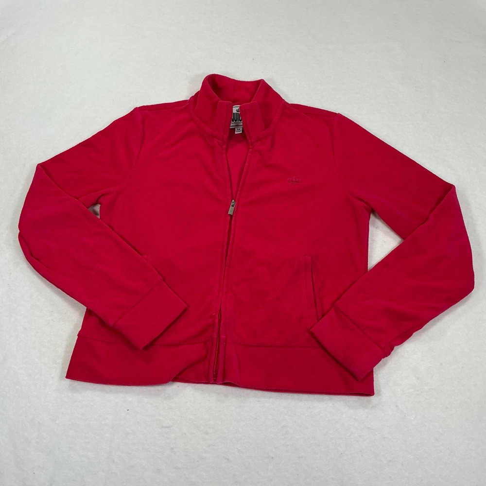 Juicy by Juicy Couture Pink Velour Zip Up Track Jacket Mock Neck Medium